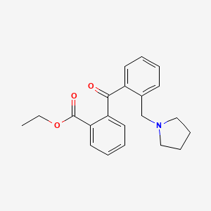 molecular formula C21H23NO3 B1327280 2-Carboethoxy-2'-pyrrolidinomethyl benzophenone CAS No. 898774-29-3