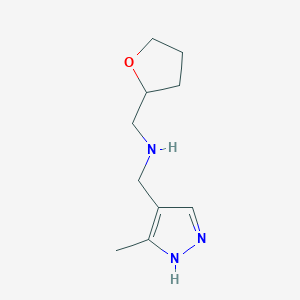 molecular formula C10H17N3O B13272808 [(3-Methyl-1H-pyrazol-4-yl)methyl](oxolan-2-ylmethyl)amine 