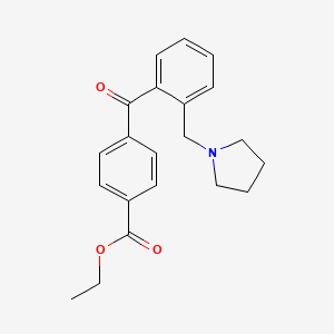 molecular formula C21H23NO3 B1327282 4'-Carboethoxy-2-pyrrolidinomethyl benzophenone CAS No. 898774-35-1