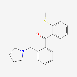 molecular formula C19H21NOS B1327283 2-Pyrrolidinomethyl-2'-thiomethylbenzophenone CAS No. 898774-38-4