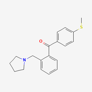 molecular formula C19H21NOS B1327284 2-吡咯烷基甲基-4'-硫代甲基二苯甲酮 CAS No. 898774-41-9