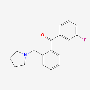 molecular formula C18H18FNO B1327285 3'-Fluoro-2-pyrrolidinomethyl benzophenone CAS No. 898774-53-3