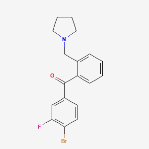 molecular formula C18H17BrFNO B1327287 4'-Bromo-3'-fluoro-2-pyrrolidinomethyl benzophenone CAS No. 898774-69-1