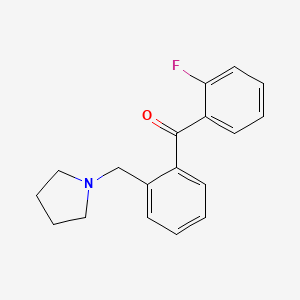 molecular formula C18H18FNO B1327290 2-Fluoro-2'-pyrrolidinomethyl benzophenone CAS No. 898774-77-1