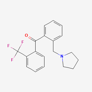 molecular formula C19H18F3NO B1327291 2-Pyrrolidinomethyl-2'-trifluoromethylbenzophenone CAS No. 898774-79-3