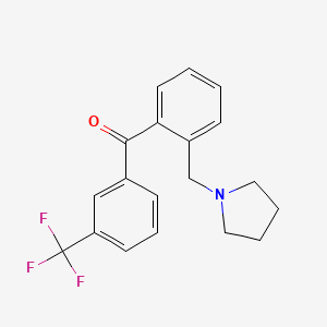 molecular formula C19H18F3NO B1327292 2-Pyrrolidinomethyl-3'-trifluoromethylbenzophenone CAS No. 898774-81-7