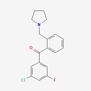 B1327296 3-Chloro-5-fluoro-2'-pyrrolidinomethyl benzophenone CAS No. 898774-89-5