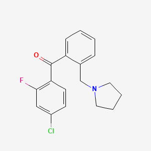 molecular formula C18H17ClFNO B1327297 4-氯-2-氟-2'-吡咯烷甲基苯甲酮 CAS No. 898774-91-9