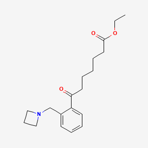 molecular formula C19H27NO3 B1327315 Ethyl 7-[2-(azetidinomethyl)phenyl]-7-oxoheptanoate CAS No. 898755-61-8