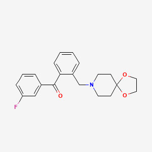 molecular formula C21H22FNO3 B1327318 2-[8-(1,4-Dioxa-8-azaspiro[4.5]decyl)methyl]-3'-fluorobenzophenone CAS No. 898756-04-2