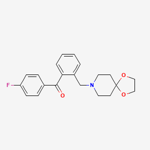 molecular formula C21H22FNO3 B1327319 2-[8-(1,4-二氧杂-8-氮杂螺[4.5]癸基)甲基]-4'-氟苯甲酮 CAS No. 898756-05-3