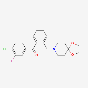 molecular formula C21H21ClFNO3 B1327321 4-Chloro-2'-[8-(1,4-dioxa-8-azaspiro[4.5]decyl)methyl]-3-fluorobenzophenone CAS No. 898756-19-9