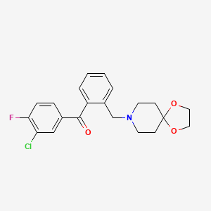 molecular formula C21H21ClFNO3 B1327322 3-Chloro-2'-[8-(1,4-dioxa-8-azaspiro[4.5]decyl)methyl]-4-fluorobenzophenone CAS No. 898756-20-2
