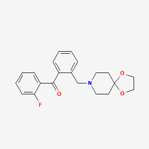 molecular formula C21H22FNO3 B1327323 2-[8-(1,4-Dioxa-8-azaspiro[4.5]decyl)methyl]-2'-fluorobenzophenone CAS No. 898756-24-6
