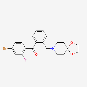 molecular formula C21H21BrFNO3 B1327324 (2-(1,4-Dioxa-8-azaspiro[4.5]decan-8-ylmethyl)phenyl)(4-bromo-2-fluorophenyl)methanone CAS No. 898756-36-0