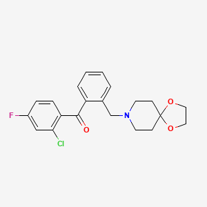 molecular formula C21H21ClFNO3 B1327325 2-Chloro-2'-[8-(1,4-dioxa-8-azaspiro[4.5]decyl)methyl]-4-fluorobenzophenone CAS No. 898756-39-3