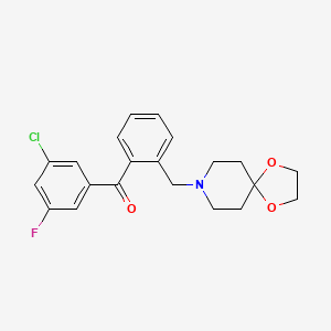 molecular formula C21H21ClFNO3 B1327326 3-Chloro-2'-[8-(1,4-dioxa-8-azaspiro[4.5]decyl)methyl]-5-fluorobenzophenone CAS No. 898756-42-8