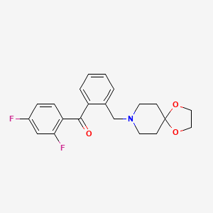 molecular formula C21H21F2NO3 B1327328 2,4-二氟-2'-[8-(1,4-二氧杂-8-氮杂螺[4.5]癸基)甲基]苯甲酮 CAS No. 898756-63-3