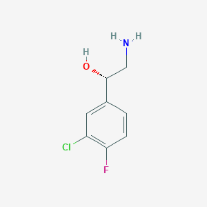 molecular formula C8H9ClFNO B13273335 (1S)-2-amino-1-(3-chloro-4-fluorophenyl)ethan-1-ol 