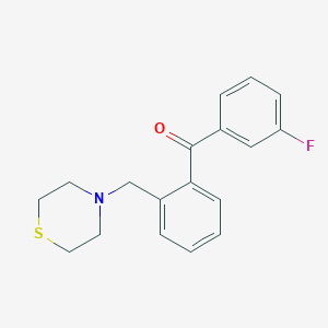 molecular formula C18H18FNOS B1327335 3'-Fluoro-2-thiomorpholinomethyl benzophenone CAS No. 898781-78-7