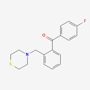 molecular formula C18H18FNOS B1327336 4'-Fluoro-2-thiomorpholinomethyl benzophenone CAS No. 898781-80-1