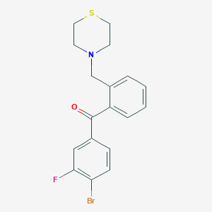 molecular formula C18H17BrFNOS B1327337 4-Bromo-3-fluoro-2'-thiomorpholinomethyl benzophenone CAS No. 898781-94-7