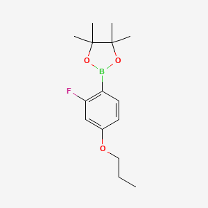 molecular formula C15H22BFO3 B13273382 2-(2-fluoro-4-propoxyphenyl)-4,4,5,5-tetramethyl-1,3,2-Dioxaborolane 
