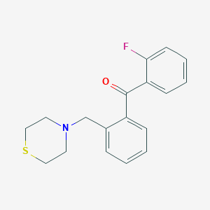 molecular formula C18H18FNOS B1327340 2-Fluoro-2'-thiomorpholinomethyl benzophenone CAS No. 898782-02-0