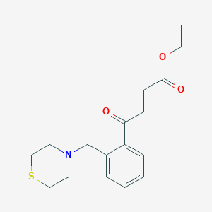 molecular formula C17H23NO3S B1327348 Ethyl 4-oxo-4-[2-(thiomorpholinomethyl)phenyl]butyrate CAS No. 898782-60-0