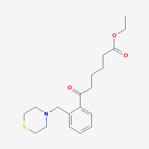 molecular formula C19H27NO3S B1327350 Ethyl 6-oxo-6-[2-(thiomorpholinomethyl)phenyl]hexanoate CAS No. 898782-64-4