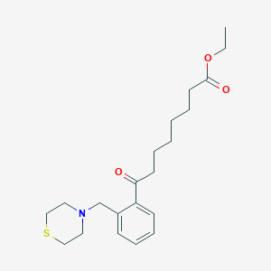 molecular formula C21H31NO3S B1327352 Ethyl 8-oxo-8-[2-(thiomorpholinomethyl)phenyl]octanoate CAS No. 898782-68-8