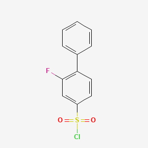 molecular formula C12H8ClFO2S B13273647 2-Fluoro-4-biphenylsulfonylchloride 