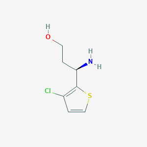 molecular formula C7H10ClNOS B13273828 (3R)-3-Amino-3-(3-chloro(2-thienyl))propan-1-OL 