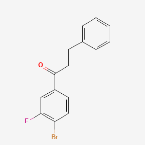 molecular formula C15H12BrFO B1327396 4'-BROMO-3'-FLUORO-3-PHENYLPROPIOPHENONE CAS No. 898764-36-8