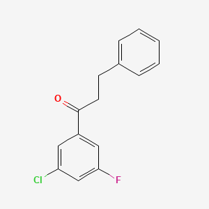 molecular formula C15H12ClFO B1327401 3'-Chloro-5'-fluoro-3-phenylpropiophenone CAS No. 898764-60-8