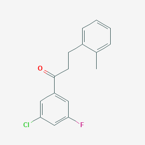 molecular formula C16H14ClFO B1327414 3'-Chloro-5'-fluoro-3-(2-methylphenyl)propiophenone CAS No. 898789-88-3