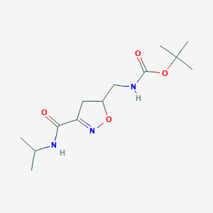 molecular formula C13H23N3O4 B13274230 tert-Butyl N-({3-[(propan-2-yl)carbamoyl]-4,5-dihydro-1,2-oxazol-5-yl}methyl)carbamate 