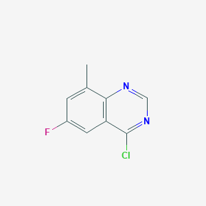 molecular formula C9H6ClFN2 B13274352 4-Chloro-6-fluoro-8-methylquinazoline 