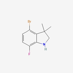 molecular formula C10H11BrFN B13274354 4-Bromo-7-fluoro-3,3-dimethyl-2,3-dihydro-1H-indole 