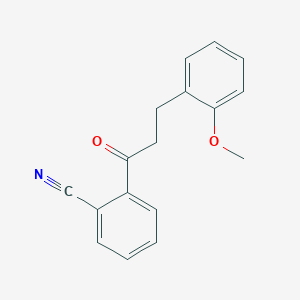 molecular formula C17H15NO2 B1327456 2'-Cyano-3-(2-methoxyphenyl)propiophenone CAS No. 898769-69-2
