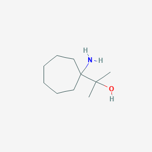 molecular formula C10H21NO B13274671 2-(1-Aminocycloheptyl)propan-2-ol 