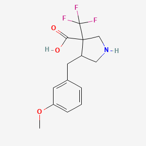 molecular formula C14H16F3NO3 B13274994 4-[(3-Methoxyphenyl)methyl]-3-(trifluoromethyl)pyrrolidine-3-carboxylic acid 