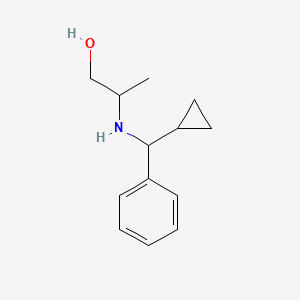 molecular formula C13H19NO B13275079 2-{[Cyclopropyl(phenyl)methyl]amino}propan-1-ol 