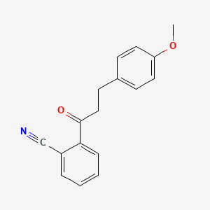 molecular formula C17H15NO2 B1327514 2'-Cyano-3-(4-methoxyphenyl)propiophenone CAS No. 898775-56-9