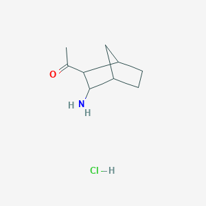 molecular formula C9H16ClNO B13275167 1-{3-Aminobicyclo[2.2.1]heptan-2-yl}ethan-1-one hydrochloride CAS No. 1803566-11-1