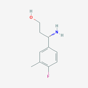 molecular formula C10H14FNO B13275267 (3S)-3-amino-3-(4-fluoro-3-methylphenyl)propan-1-ol 