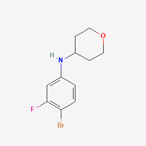 molecular formula C11H13BrFNO B13275279 N-(4-bromo-3-fluorophenyl)oxan-4-amine 
