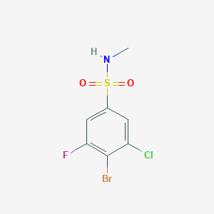 molecular formula C7H6BrClFNO2S B13275284 4-Bromo-3-chloro-5-fluoro-N-methylbenzene-1-sulfonamide 