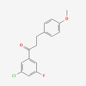 molecular formula C16H14ClFO2 B1327531 3'-Chloro-5'-fluoro-3-(4-methoxyphenyl)propiophenone CAS No. 898776-16-4