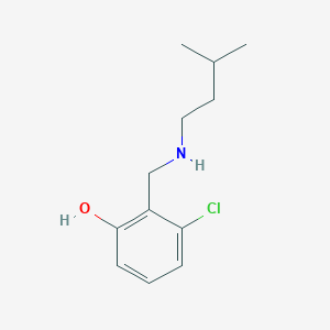 molecular formula C12H18ClNO B13275392 3-Chloro-2-{[(3-methylbutyl)amino]methyl}phenol 